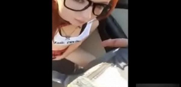  School girl suckig and fucking outside of the car